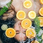 sliced lemon on bathtub